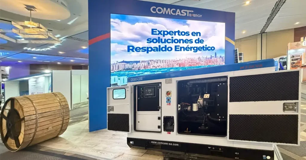 Generador Comcast Energy CEG63-C25S con cabina silenciosa y ATS en CSMX 2026 Generador Comcast Energy CEG63-C25S con cabina silenciosa y ATS en CSMX 2026