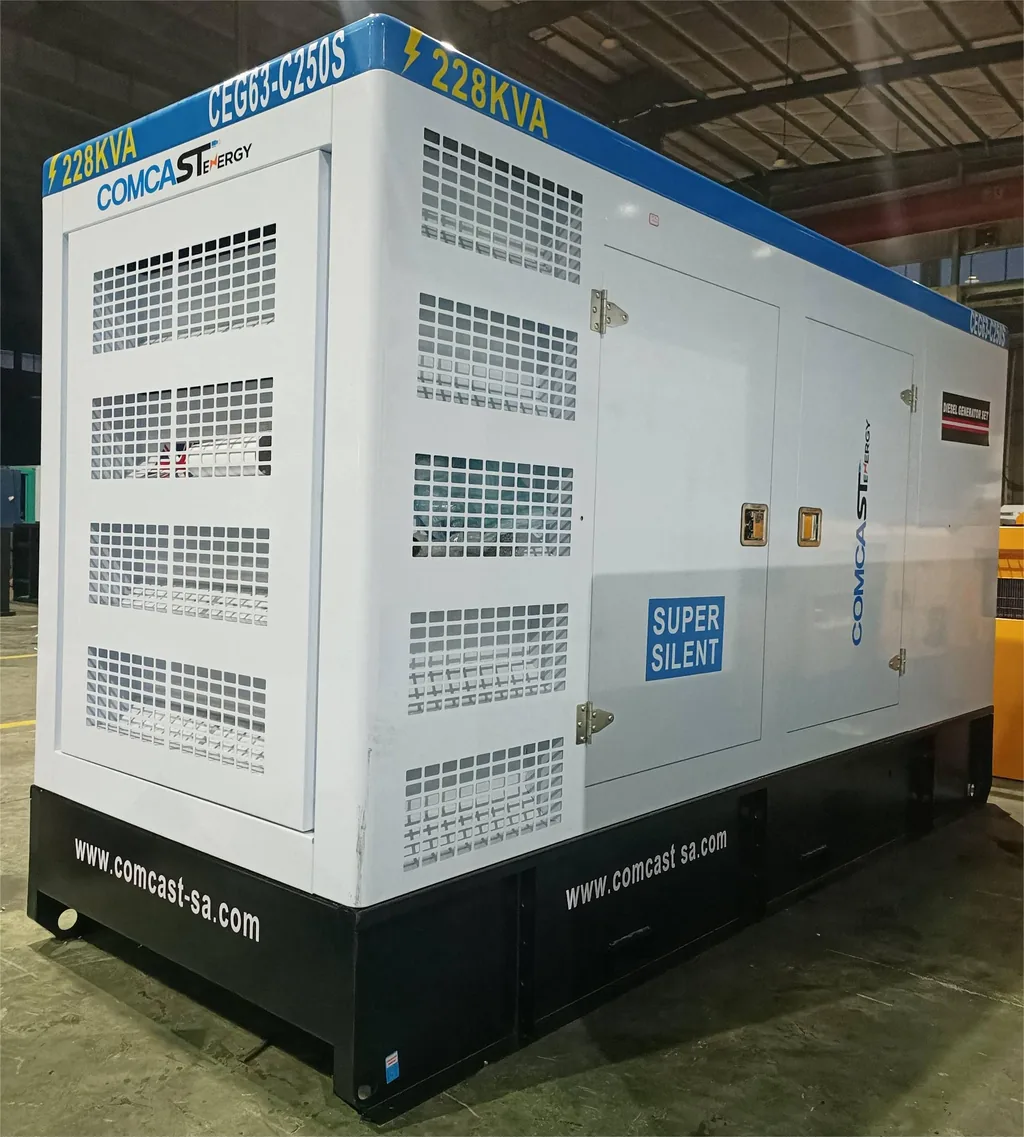 Planta 200 kW, vista 3/4, modelo CEG63-C250S de 200 kW