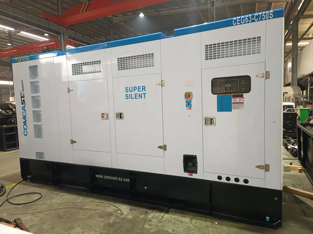 Planta 600 kW Super Silent, lado de control en fábrica, modelo CEG63-C750S de 600 kW