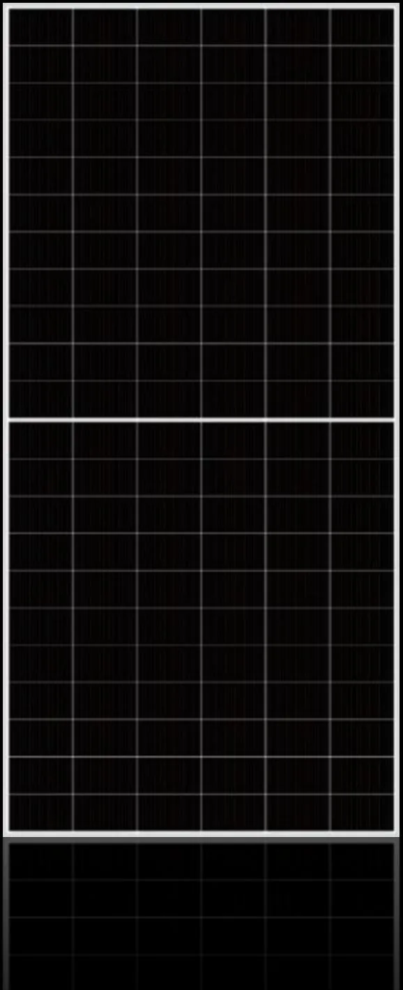 Panel solar bifacial Talesun visto de frente sobre fondo negro, imagen de producto