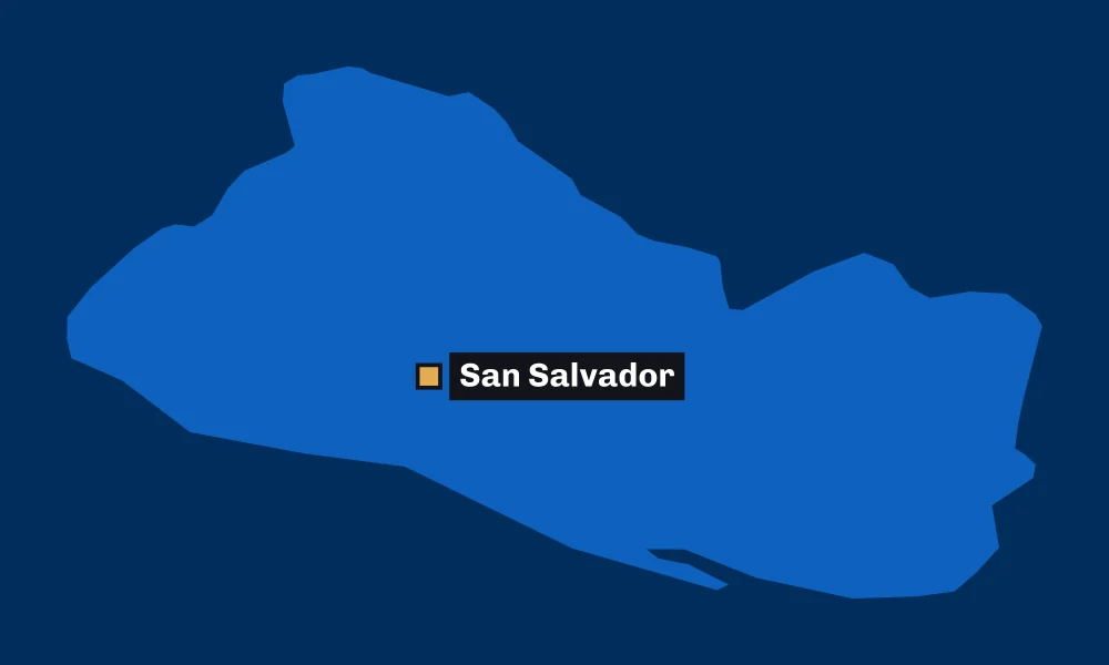 Ilustración Comcast Energy: mapa de El Salvador, con la oficina de San Salvador