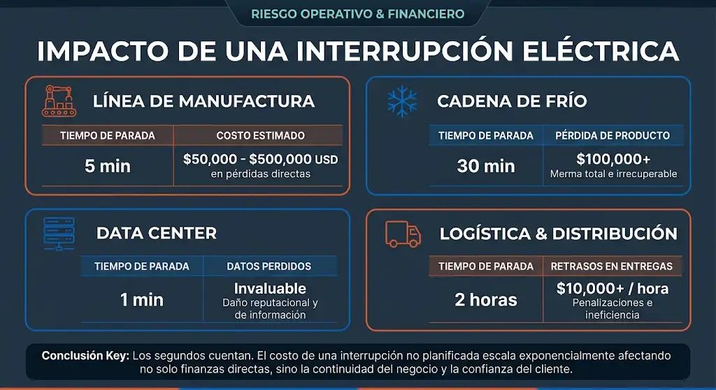 Impacto de una interrupción eléctrica en la industria